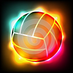 Glowing Colorful Volleyball Illustration photo