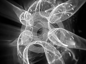 Glowing coronavirus abstract effect black and white photo