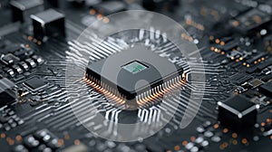 glowing cpu on circuit board