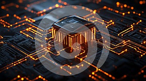 Glowing CPU, Circuit Board, and Data Streams A Conceptual Image of Advanced Computing Power
