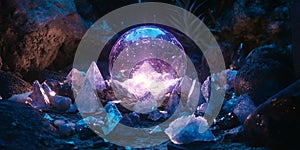 Glowing Crystal Cave Mystical Orb Gemstones