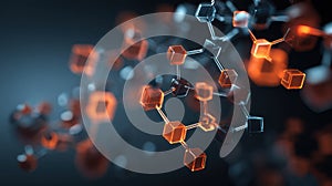 glowing cubes connected network