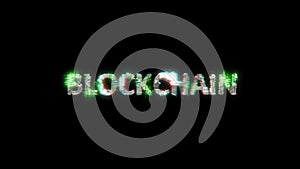 Glowing cybernetic text BLOCKCHAIN on black - meta universe concept, isolated - object 3D illustration