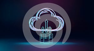Glowing 3D Cloud Computing Icon: High-speed data connectivity for modern technology professionals.