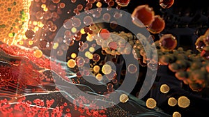 glowing 3D illustration of enzymes catalysis.