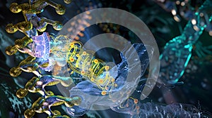 glowing 3D illustration of an enzymes role.