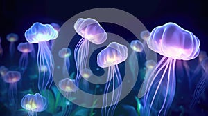 Glowing Dance of the Deep A Bioluminescent Jellyfish Ballet