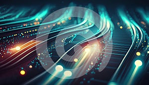 Glowing data cables transferring information background , generated by AI