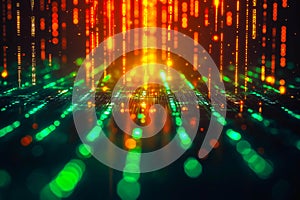 Glowing data cables transferring information background