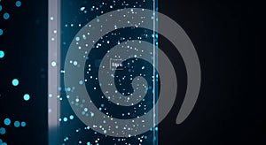 Glowing data particles illustrate Edge AI computing