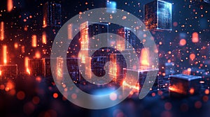 Glowing Digital Blocks in Futuristic Network Generative AI