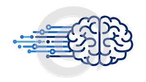 Glowing Digital Brain with Data Flow Vector, vector design Generative AI