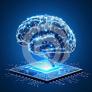 AI Brain Power on a Glowing CPU