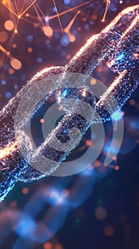 Glowing Digital Chain Link Representing Connectivity