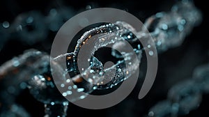 A glowing digital chain representing blockchain technology and secure network connections