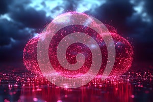 Futuristic Digital Technology Cloud - Cyber Network Data Visualization Design Generative AI