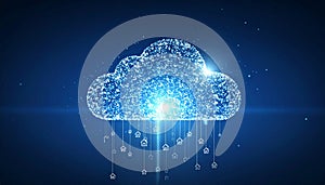 Glowing Digital Cloud Data Transfer