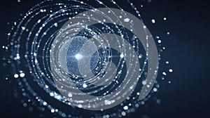 Glowing digital data sphere with binary flow