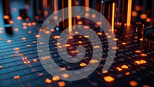 Glowing digital data streams with numerical information