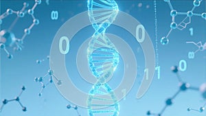 Digital Blue DNA Helix Structure on Tech Background