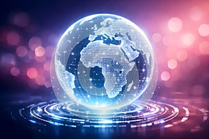 Glowing Digital Earth Visualizing Data Networks Artificial Intelligence And Cyberspace