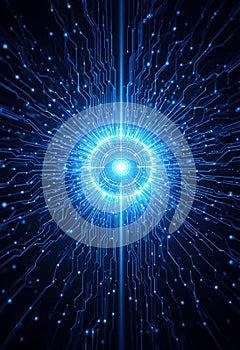 Glowing Digital Energy Core Surrounded By Advanced Circuit Network Technology Concept