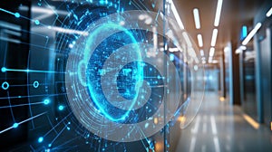 Glowing Digital Face Network Data Technology Abstract Background