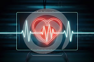 Glowing digital heartbeat line reflecting on the monitor, symbolizing vital signs monitoring