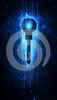 Glowing Digital Key Unlocking Technology Driven Opportunities Against Abstract Digital Background photo