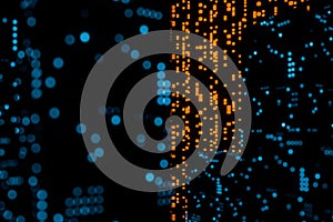 Glowing digital lines with dark background, 3d rendering