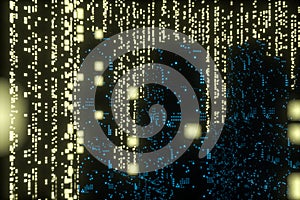 Glowing digital lines with dark background, 3d rendering