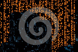 Glowing digital lines with dark background, 3d rendering