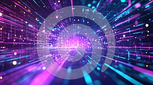 Digital data stream flowing through abstract network tunnel