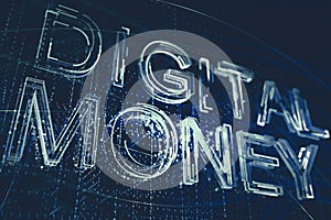 Glowing digital money background photo
