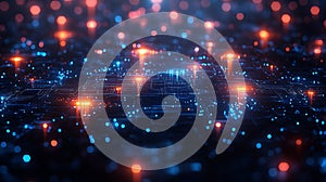 Glowing digital network, data flow, abstract background, tech presentation