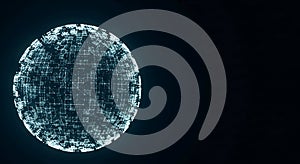Glowing digital network sphere background