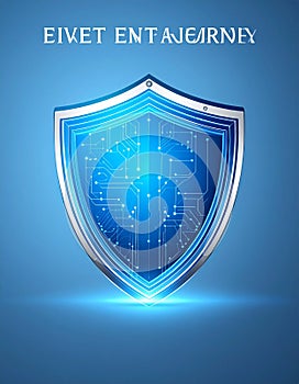 Glowing Digital Security Shield Concept