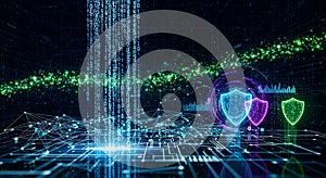 Digital Shields and Data Streams with Network Connections cybersecurity digital security