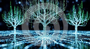 Digital Tree of Life Binary Code Roots and Branches in Futuristic Network