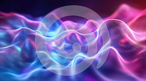 Glowing digital wave generating abstract network surface