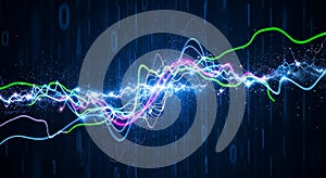 Abstract Digital Waveforms With Binary Code Background data technology