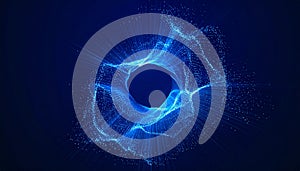 Glowing Digital Wormhole on a Dark Background