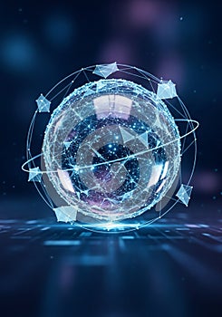 A glowing, digitally-rendered sphere composed of interconnected
