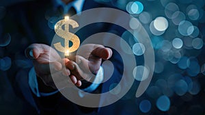 The glowing dollar symbol.AI generated image