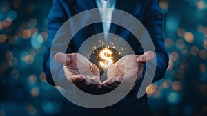 The glowing dollar symbol..AI generated image