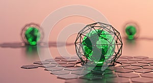 Glowing Earth Globe in Cage