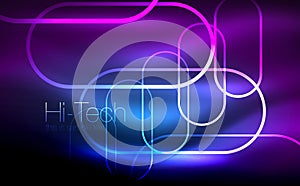 Glowing ellipses dark background, waves and swirl, neon light effect, shiny vector magic effects