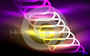 Glowing ellipses dark background, waves and swirl, neon light effect, shiny vector magic effects