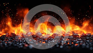 Glowing ember burning bright in the dark night generated by AI