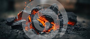 The glowing embers of a charcoal fire create a warm outdoor atmosphere. AI generated image